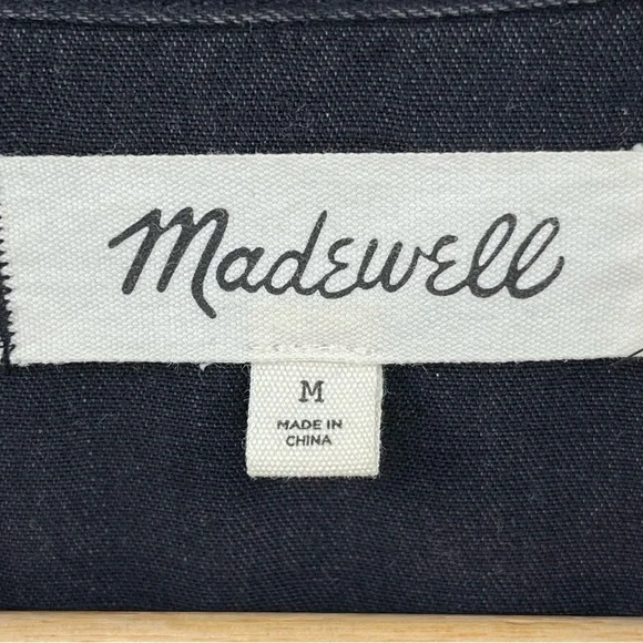 Madewell Denim Babydoll Button Front Shirtdress in Washed Black Size Medium Boho - Picture 11 of 12
